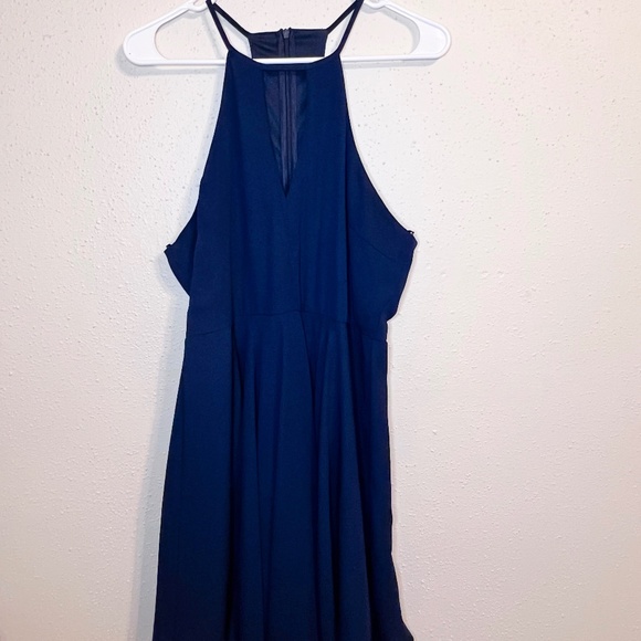 LULUS Glamorous Grace Navy Blue Halter Skater Dress - Picture 5 of 8